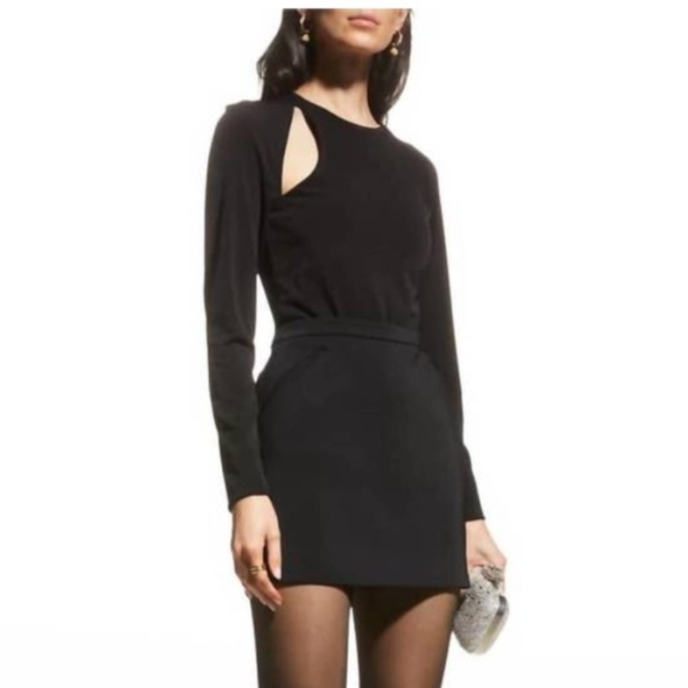 cinq a sept Black Long-Sleeve Cutout Bodysuit